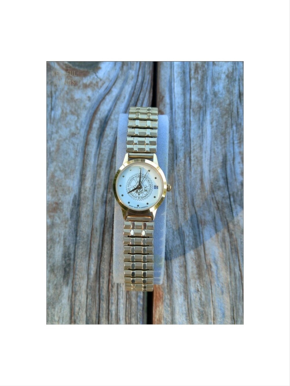 American Time Ltd Vintage IAMAW Machinists Union Women's Watch Speidel 22mm Case